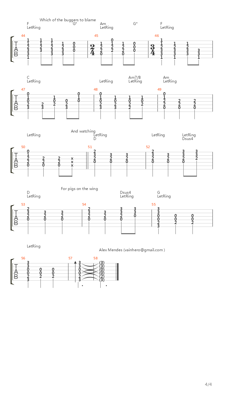 Pigs On The Wing Part 1吉他谱