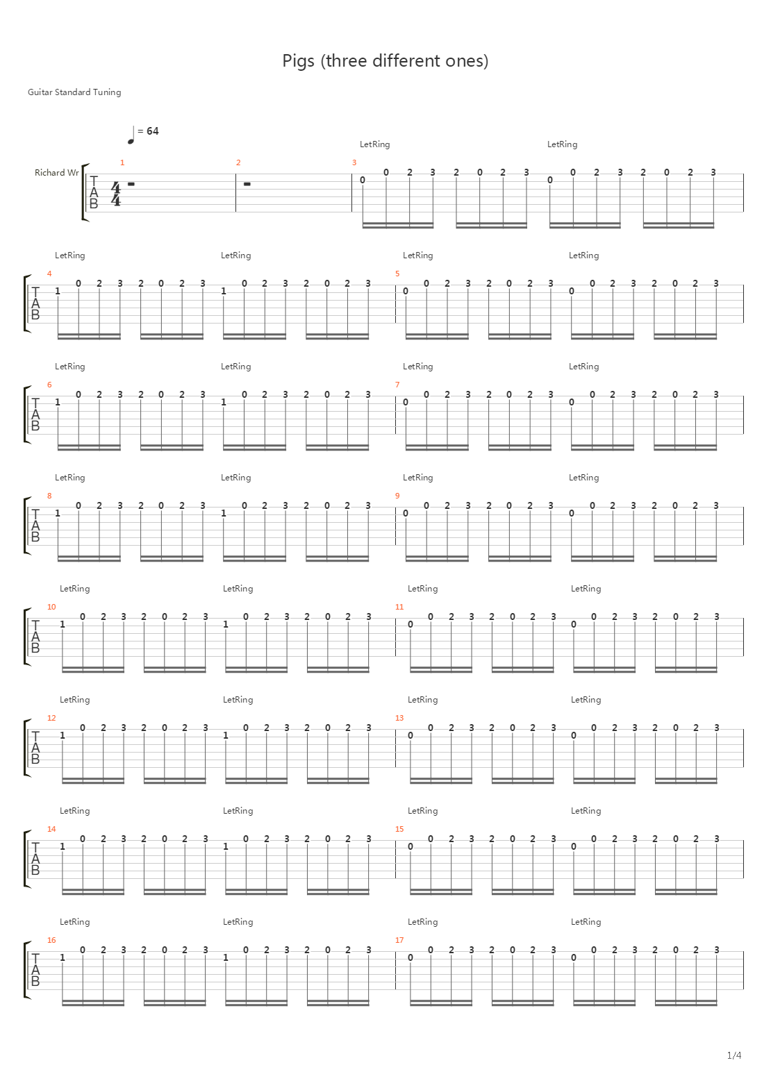 Pigs Three Different Ones吉他谱