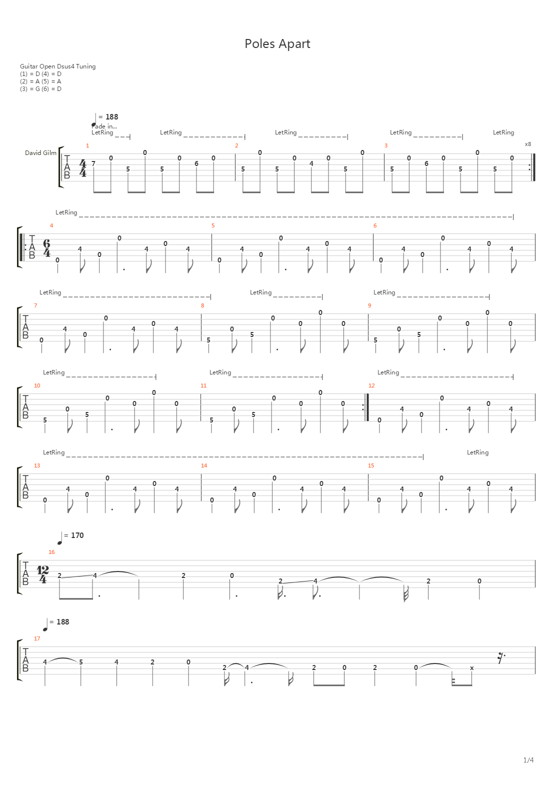 Poles Apart吉他谱