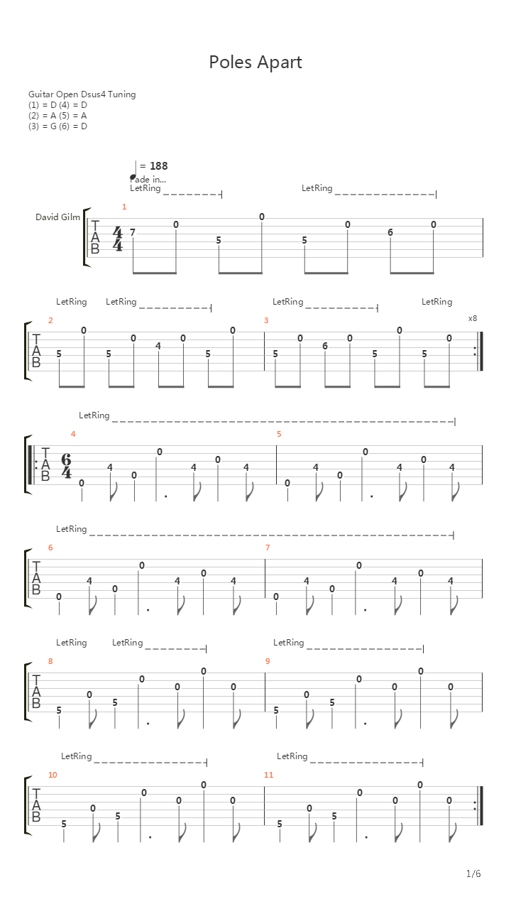 Poles Apart吉他谱