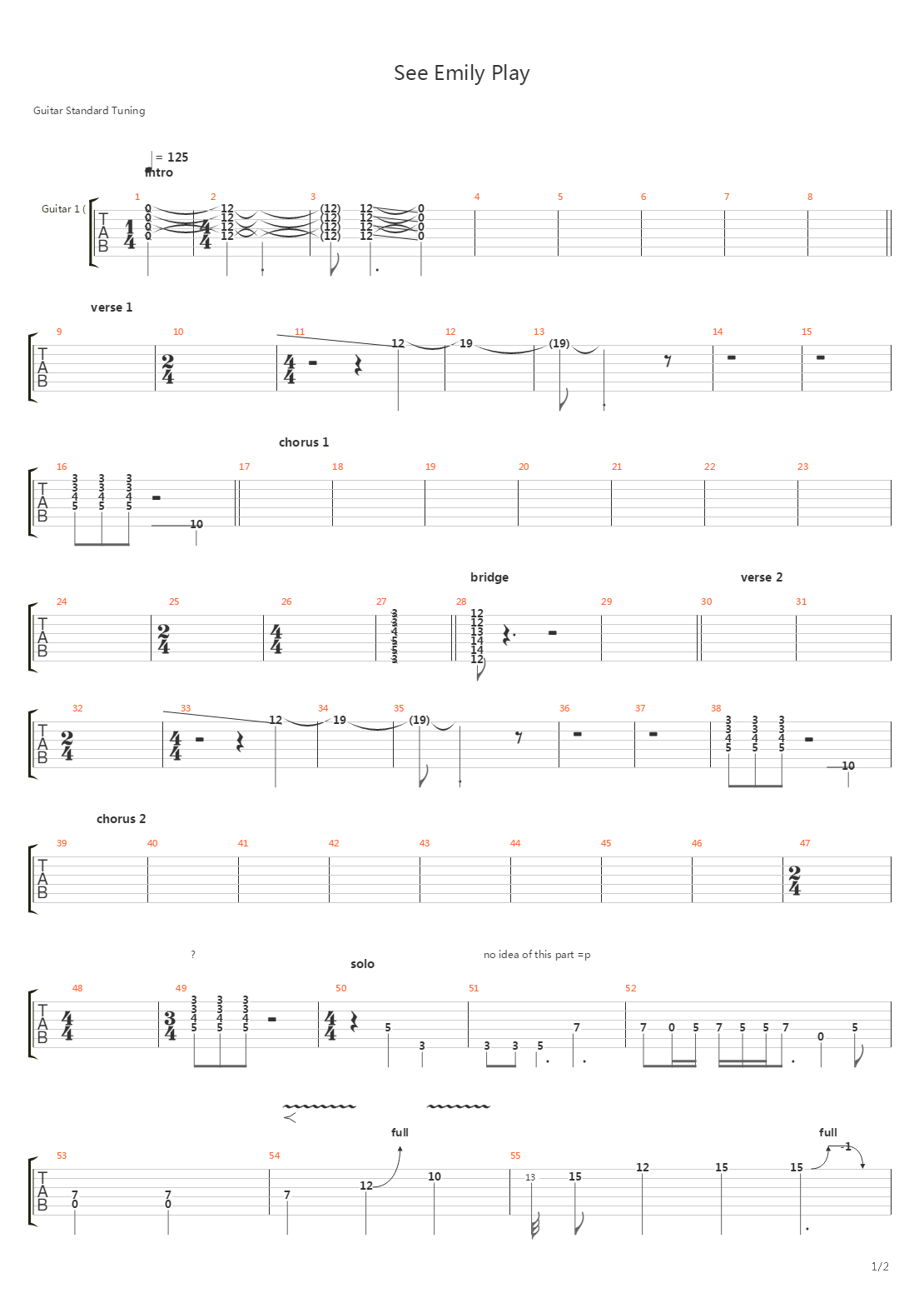 See Emily Play吉他谱