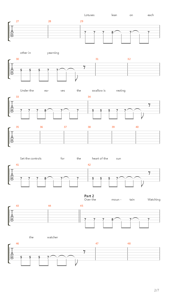 Set The Controls For The Heart Of The Sun吉他谱