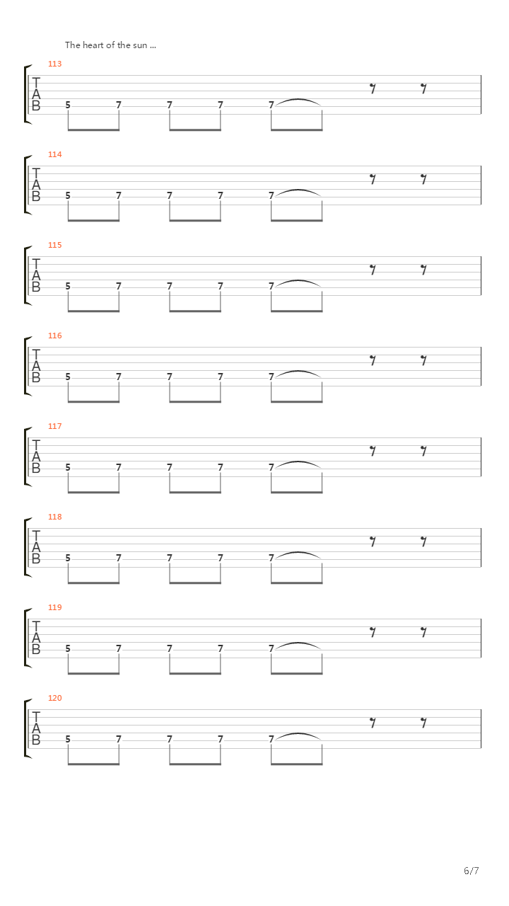 Set The Controls For The Heart Of The Sun吉他谱