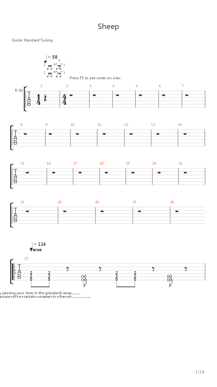 Sheep吉他谱