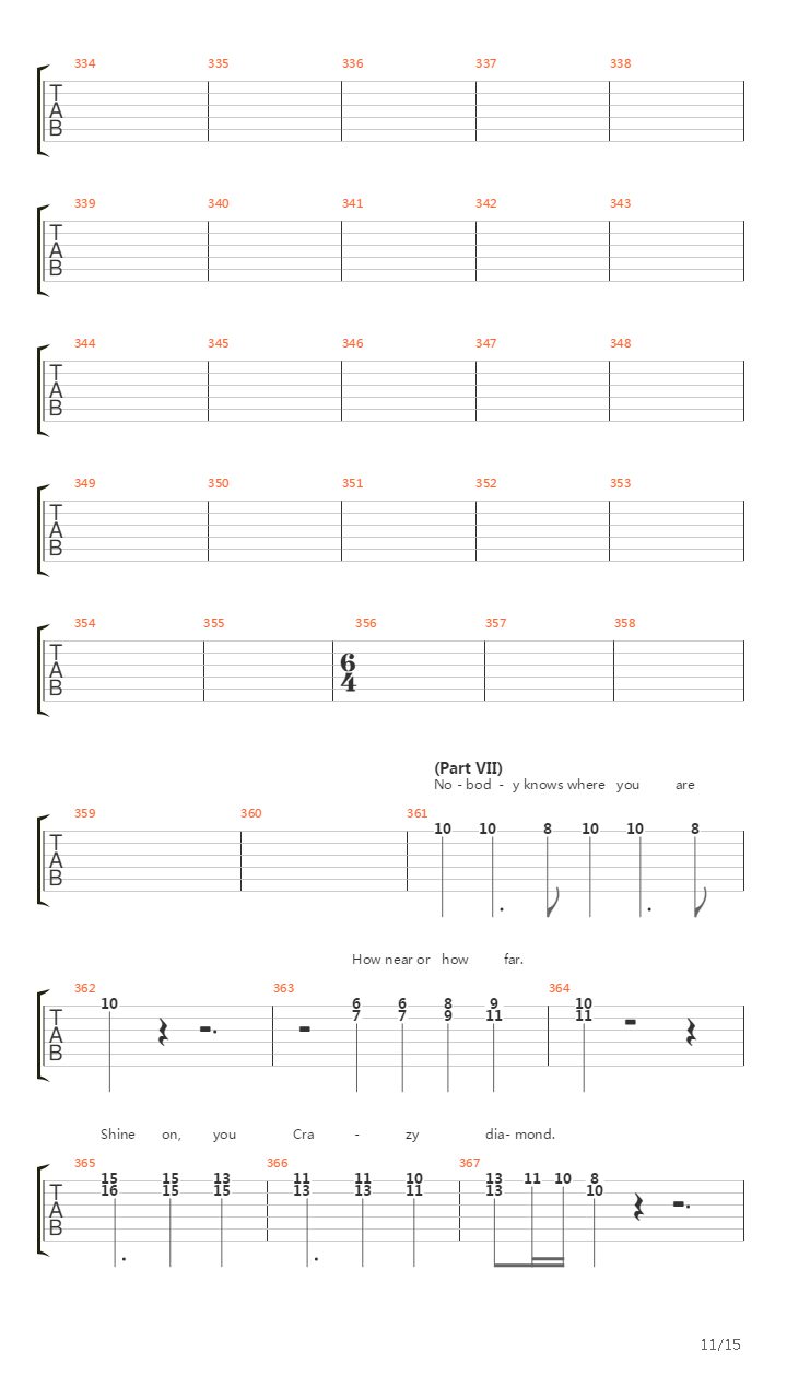 Shine On You Crazy Diamond Parts I - Ix吉他谱