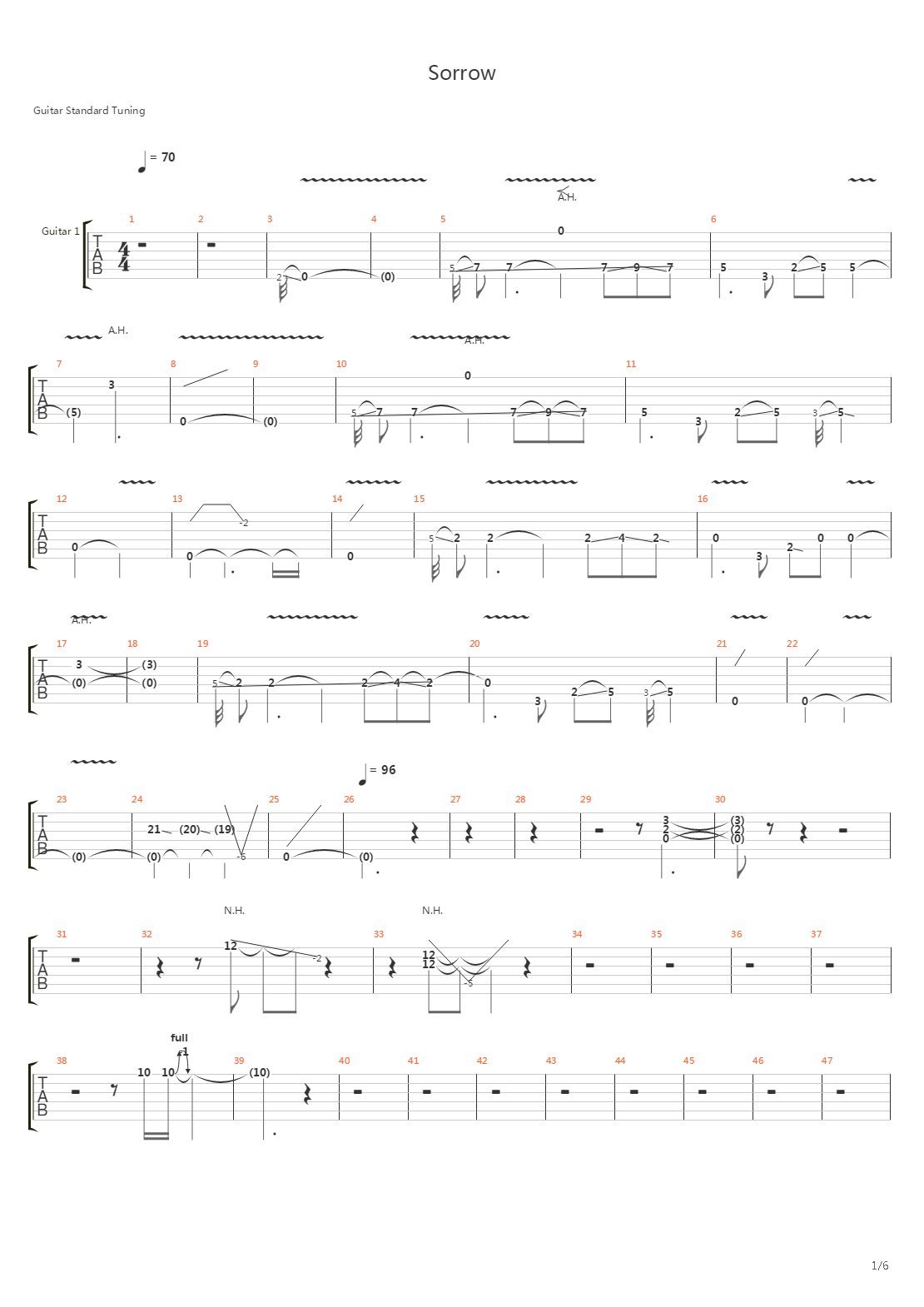 Sorrow吉他谱