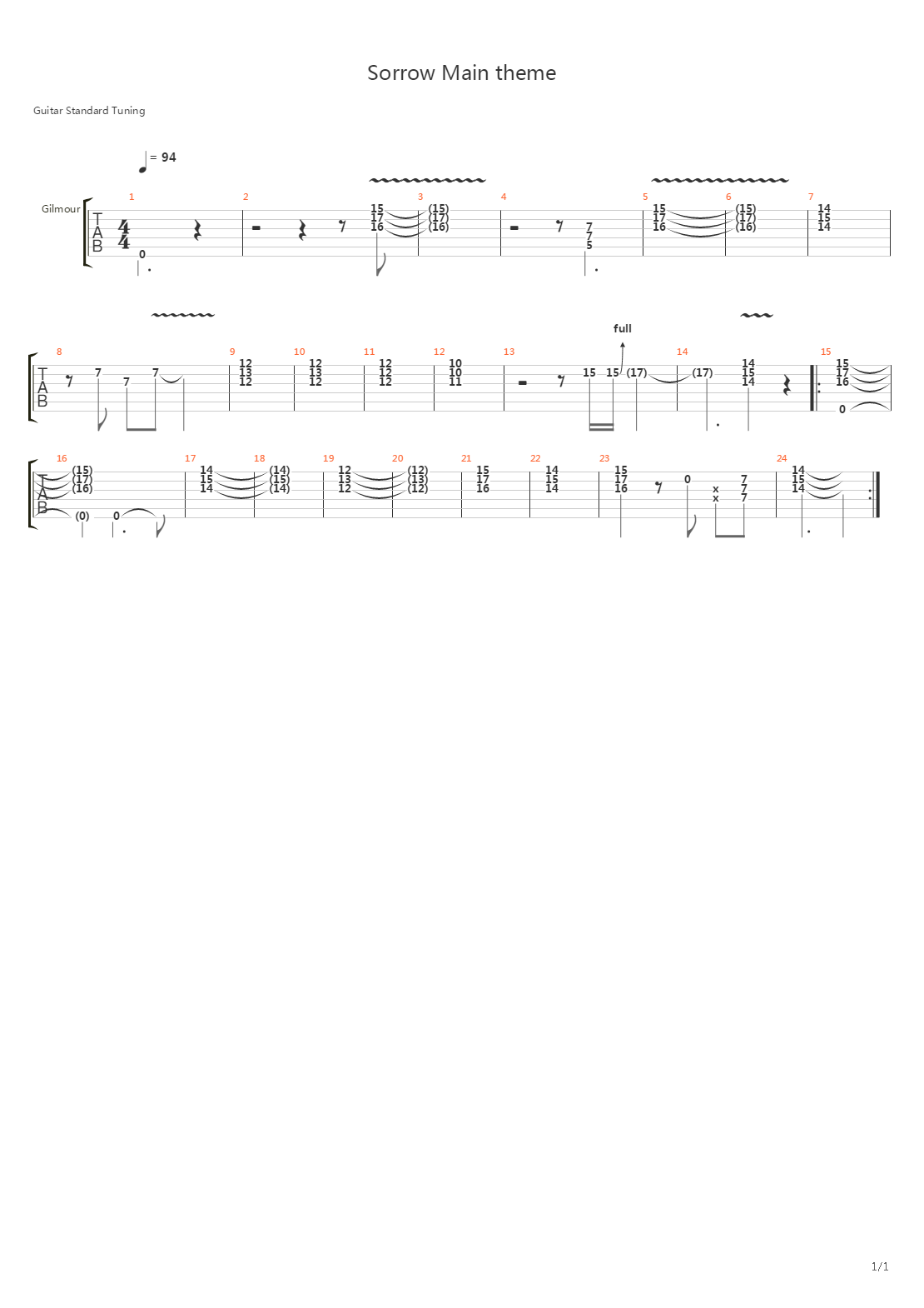 Sorrow吉他谱