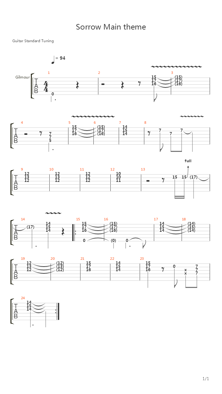 Sorrow吉他谱