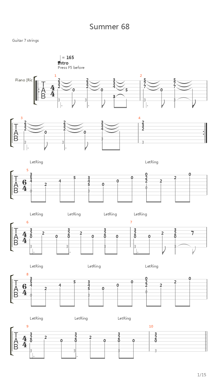 Summer 68吉他谱