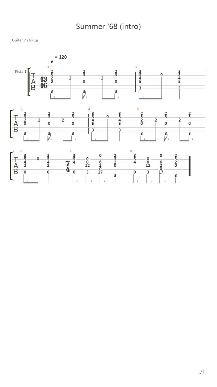 Summer 68吉他谱