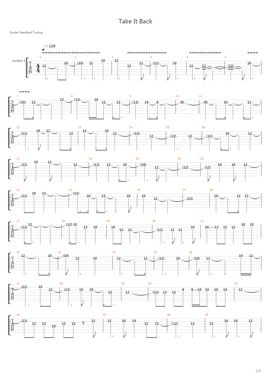 Take It Back吉他谱