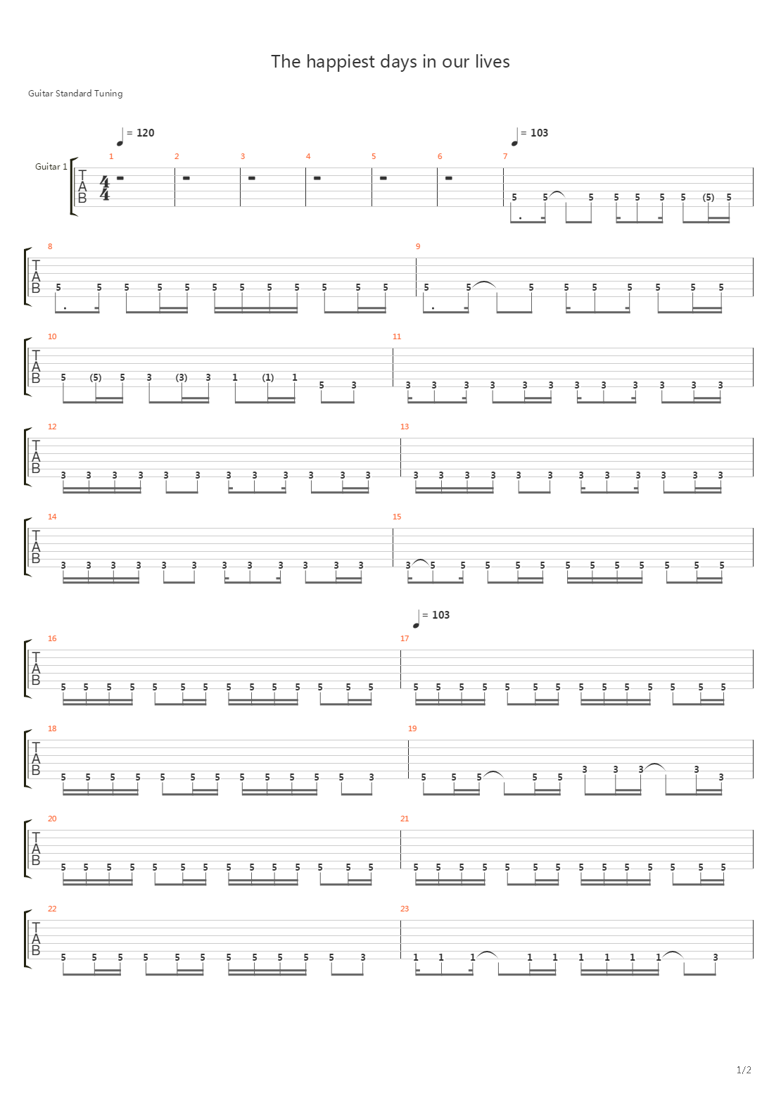 The Happiest Days Of Our Lives吉他谱