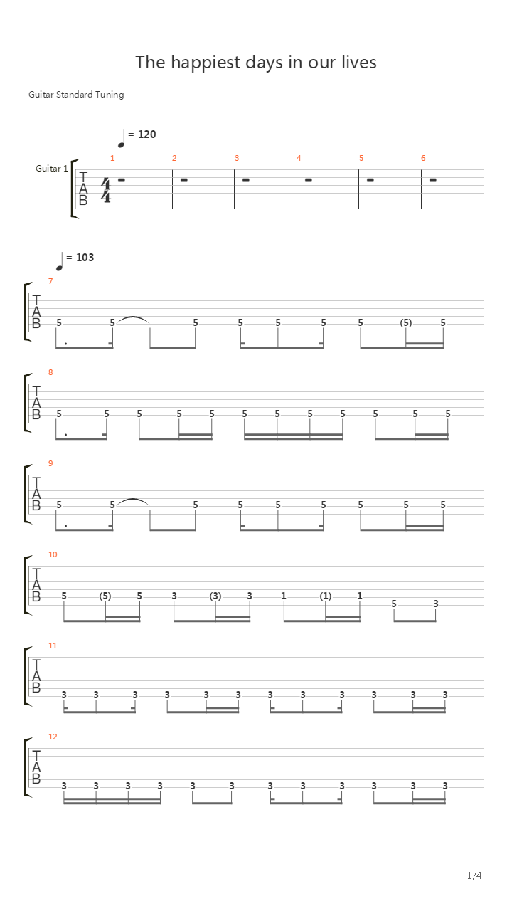 The Happiest Days Of Our Lives吉他谱