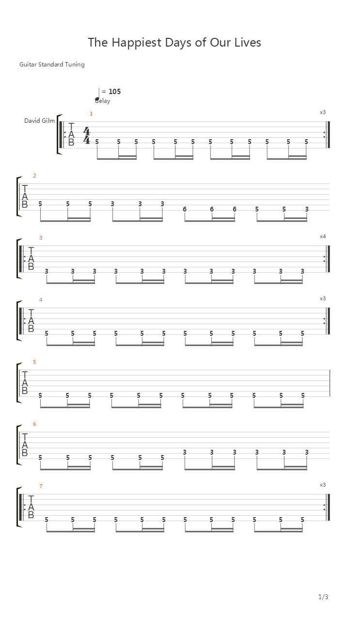 The Happiest Days Of Our Lives吉他谱