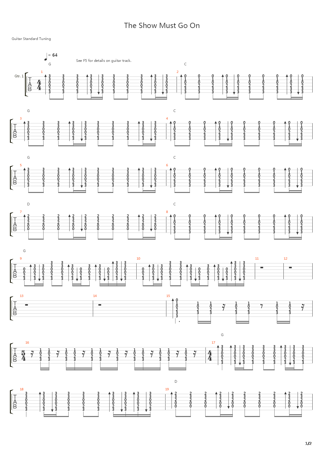 The Show Must Go On吉他谱