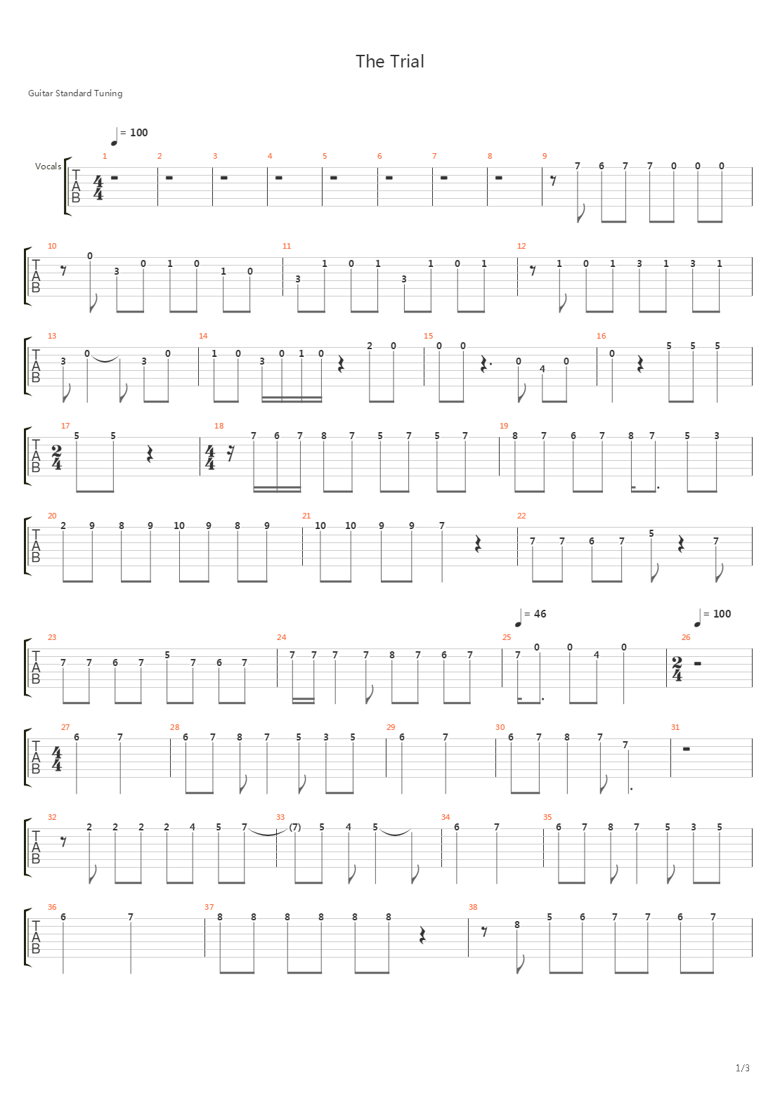 The Trial吉他谱