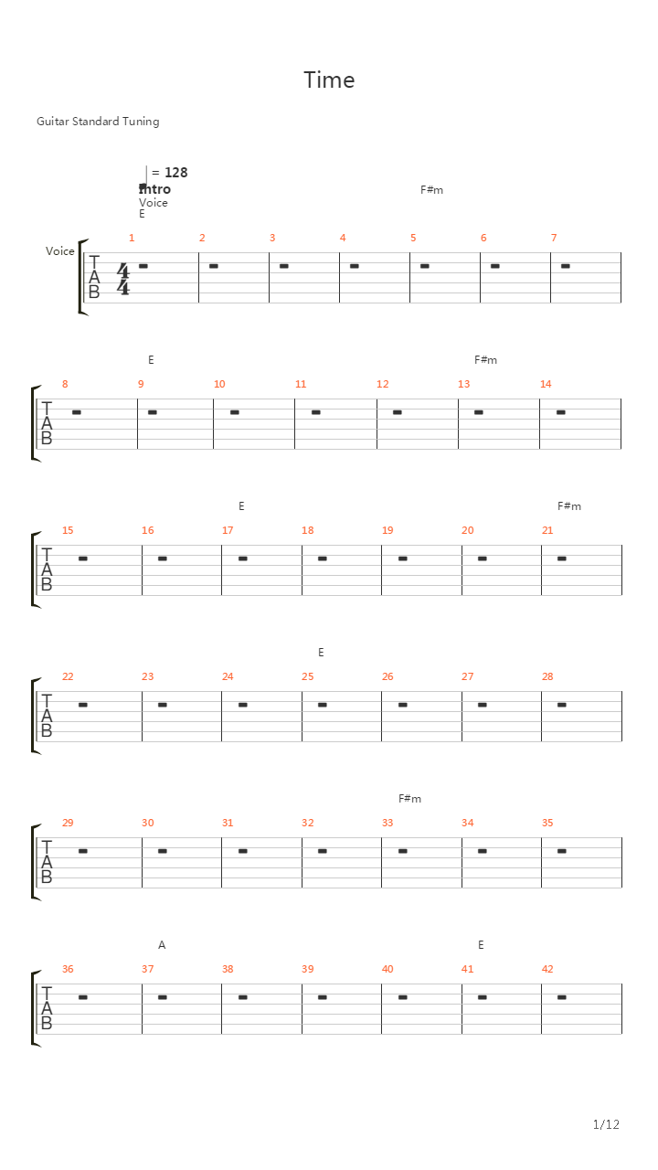 Time吉他谱