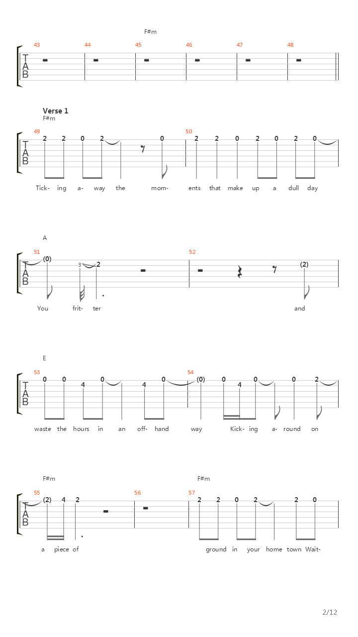 Time吉他谱