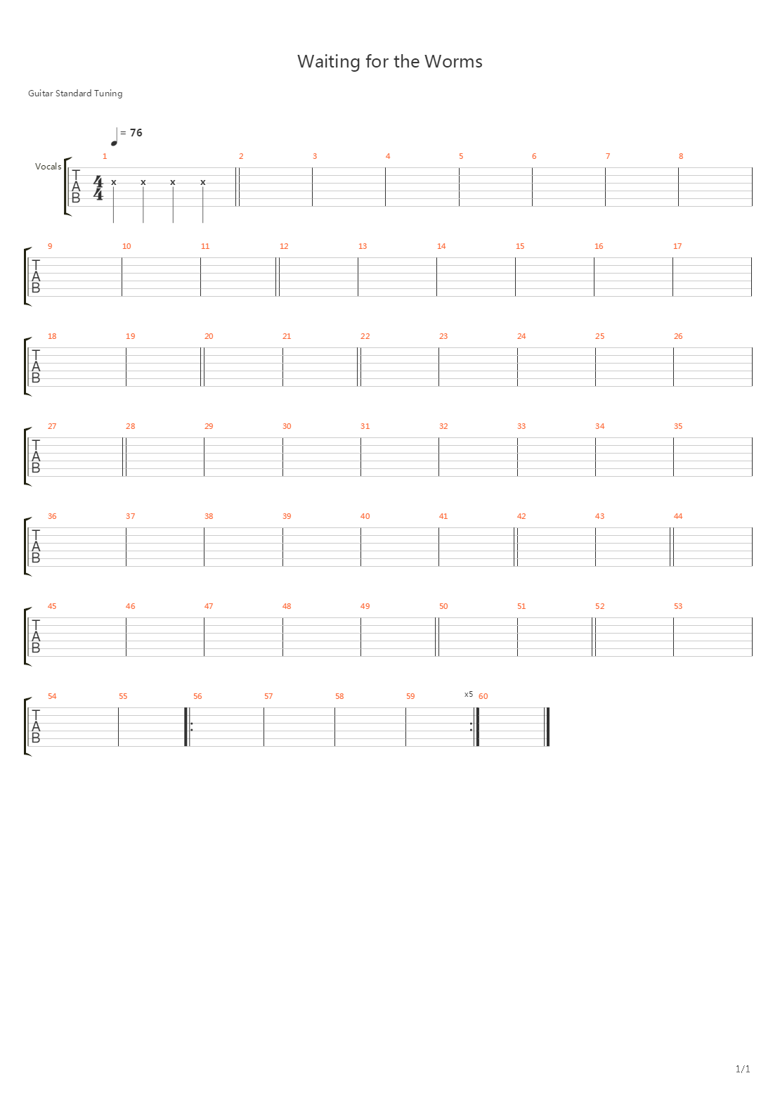 Waiting For The Worms吉他谱