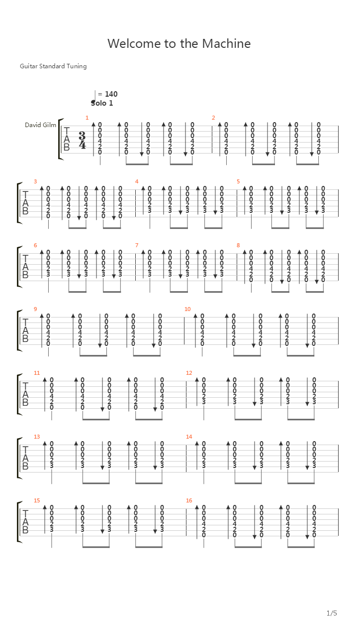 Welcome To The Machine吉他谱