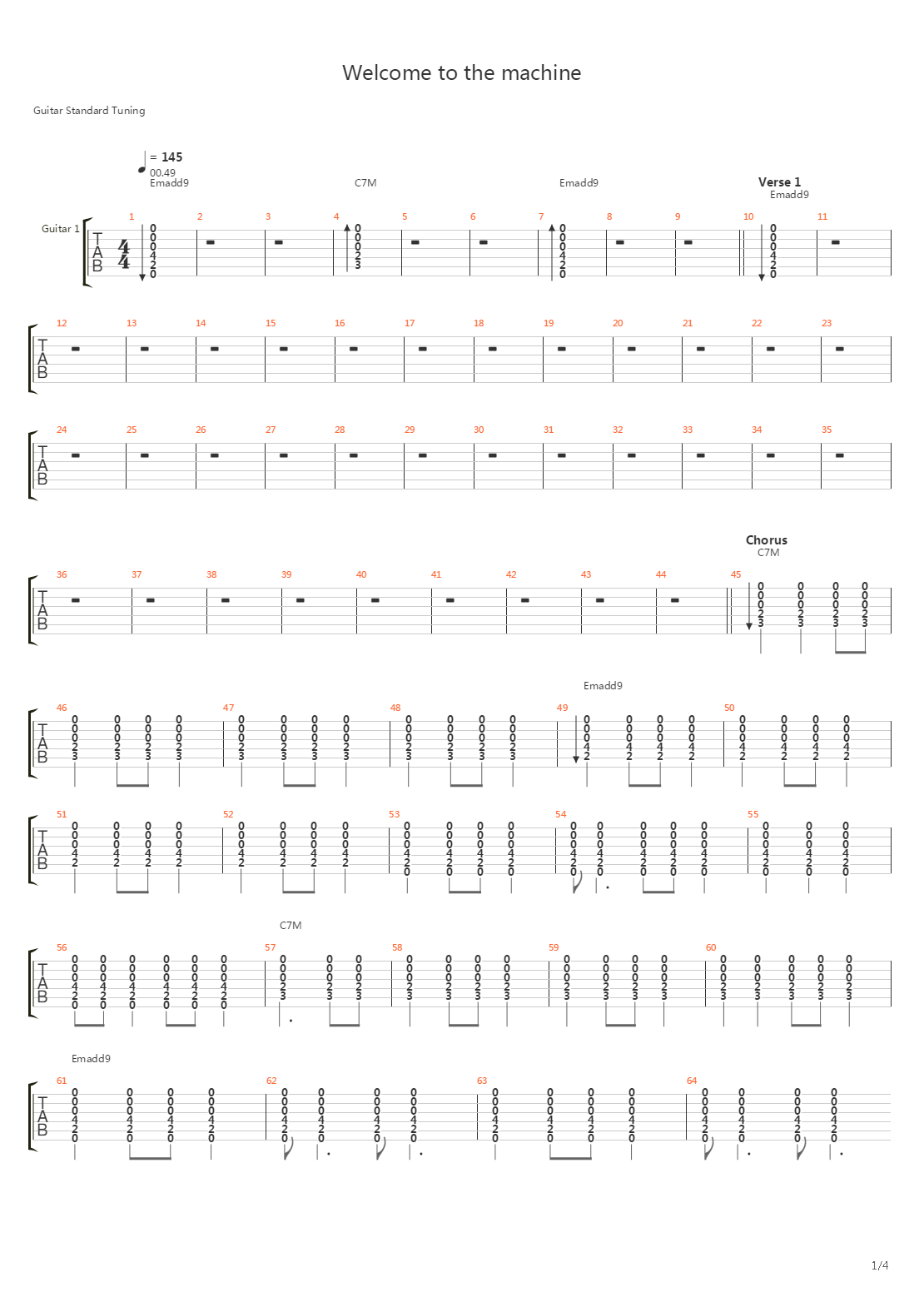 Welcome To The Machine吉他谱
