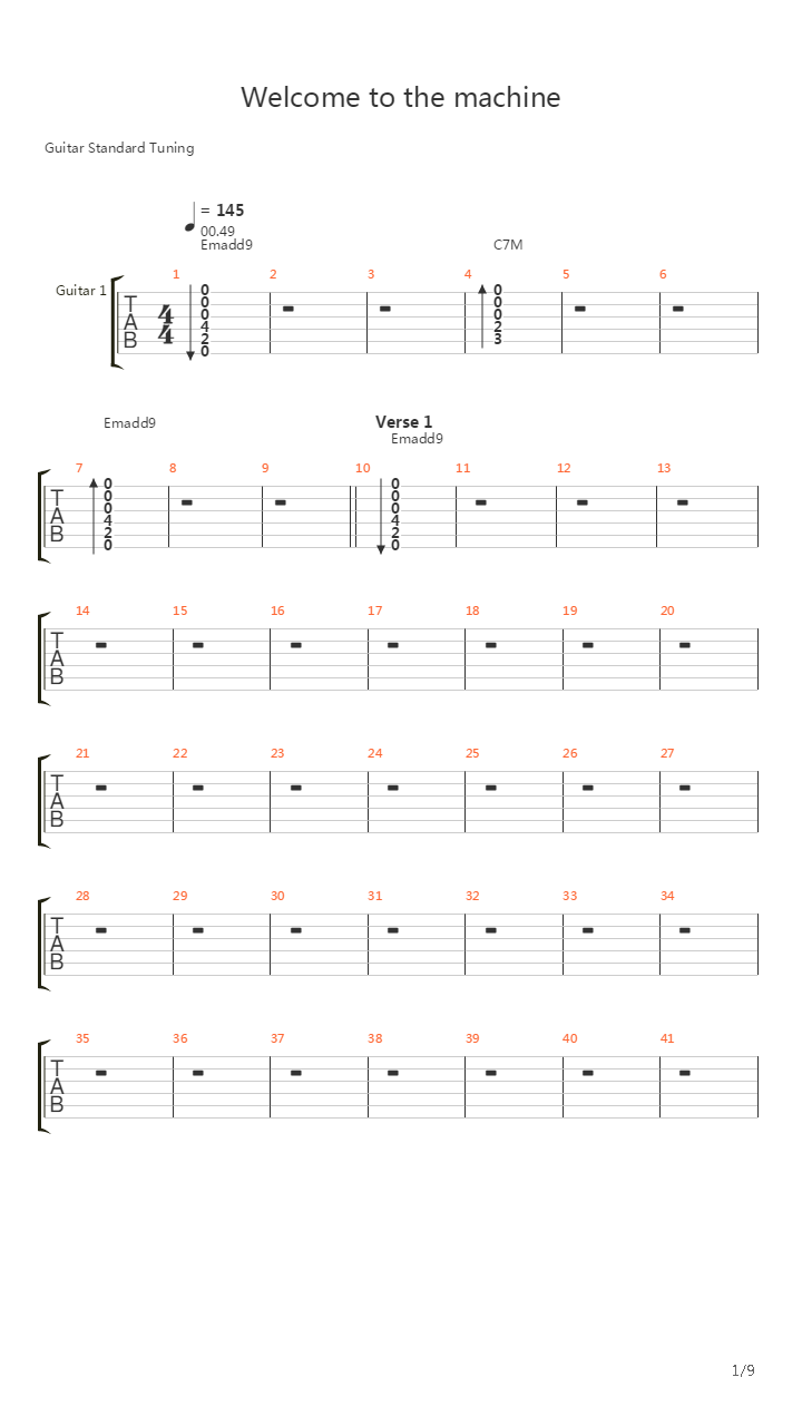 Welcome To The Machine吉他谱