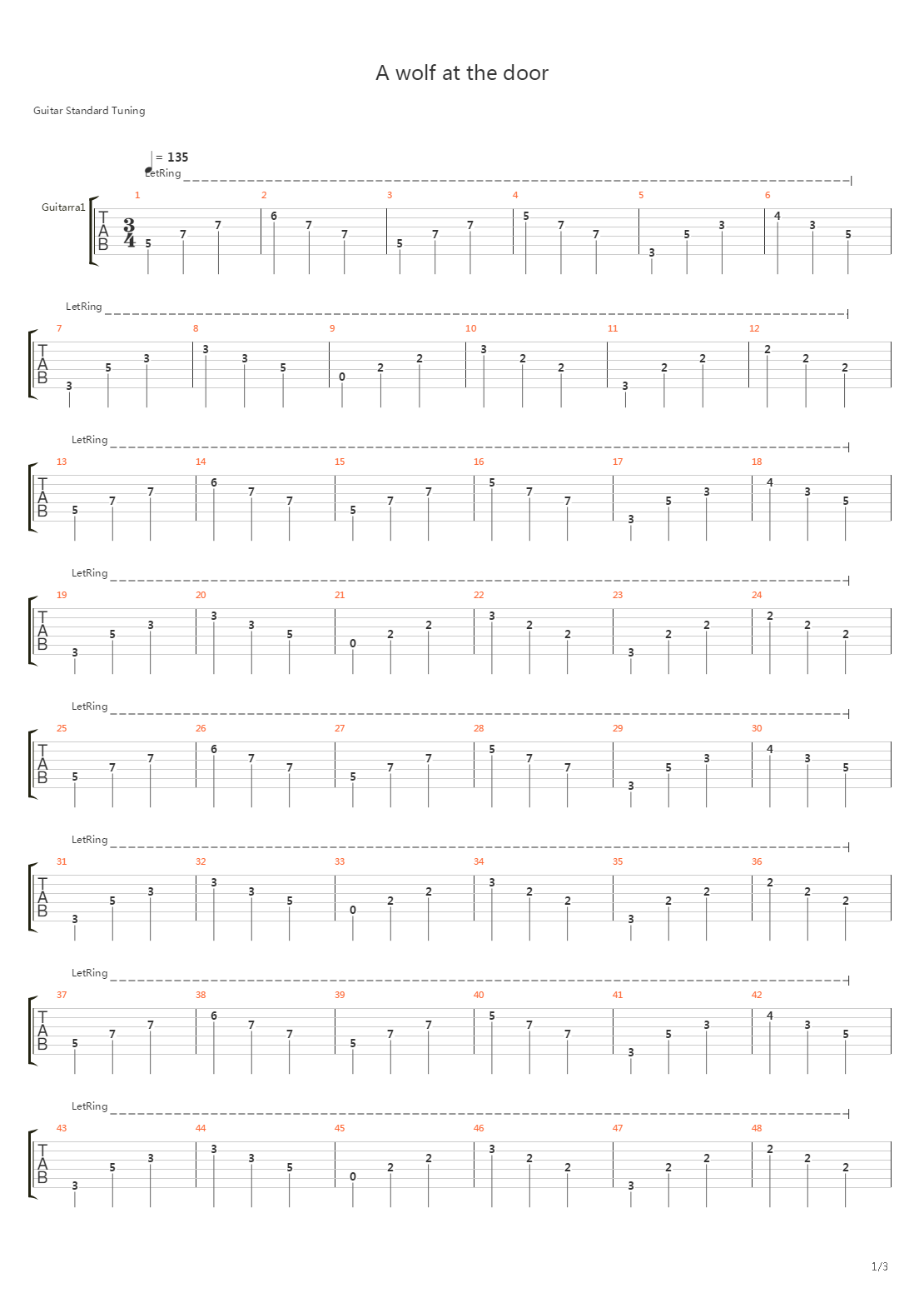 A Wolf At The Door吉他谱