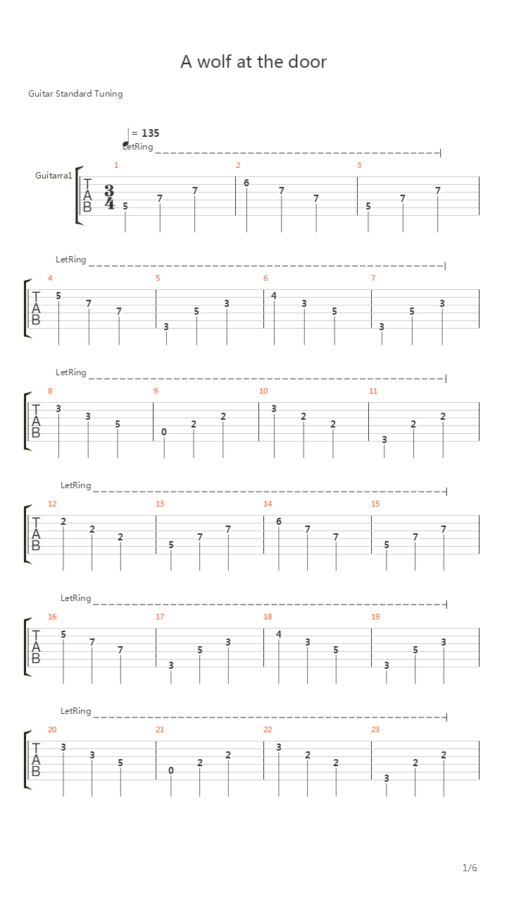 A Wolf At The Door吉他谱