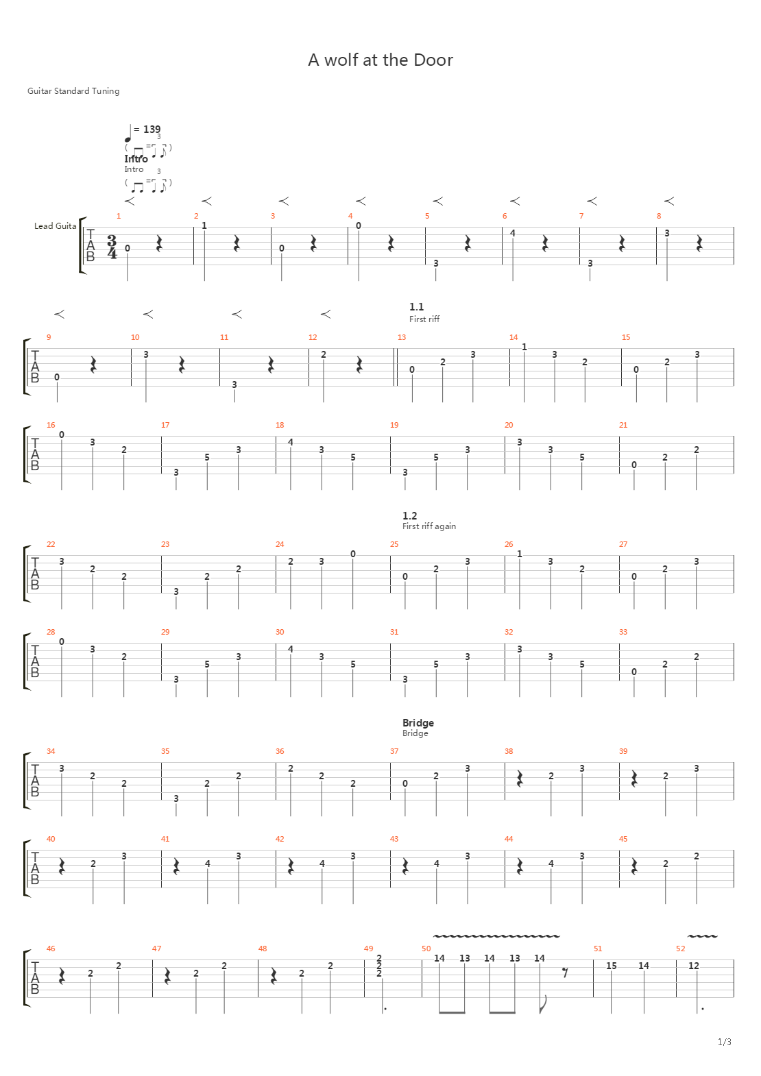 A Wolf At The Door吉他谱