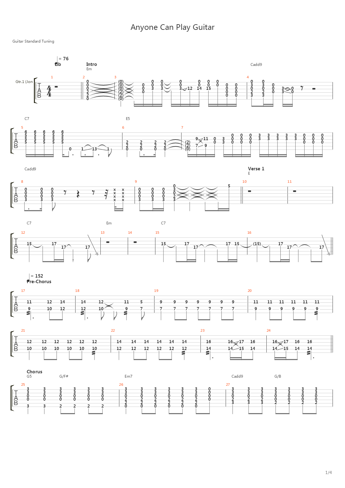Anyone Can Play Guitar吉他谱
