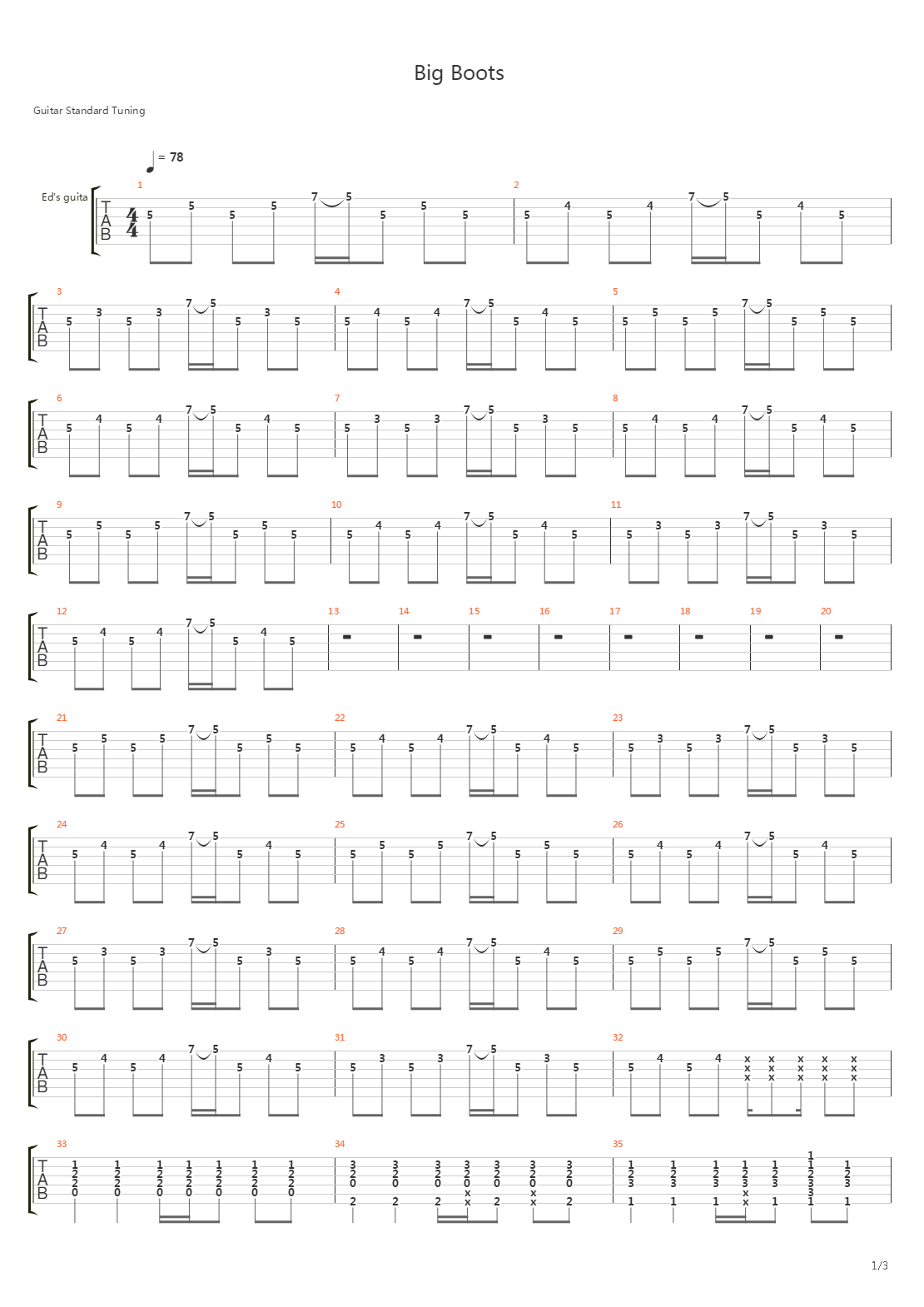 Big Boots吉他谱