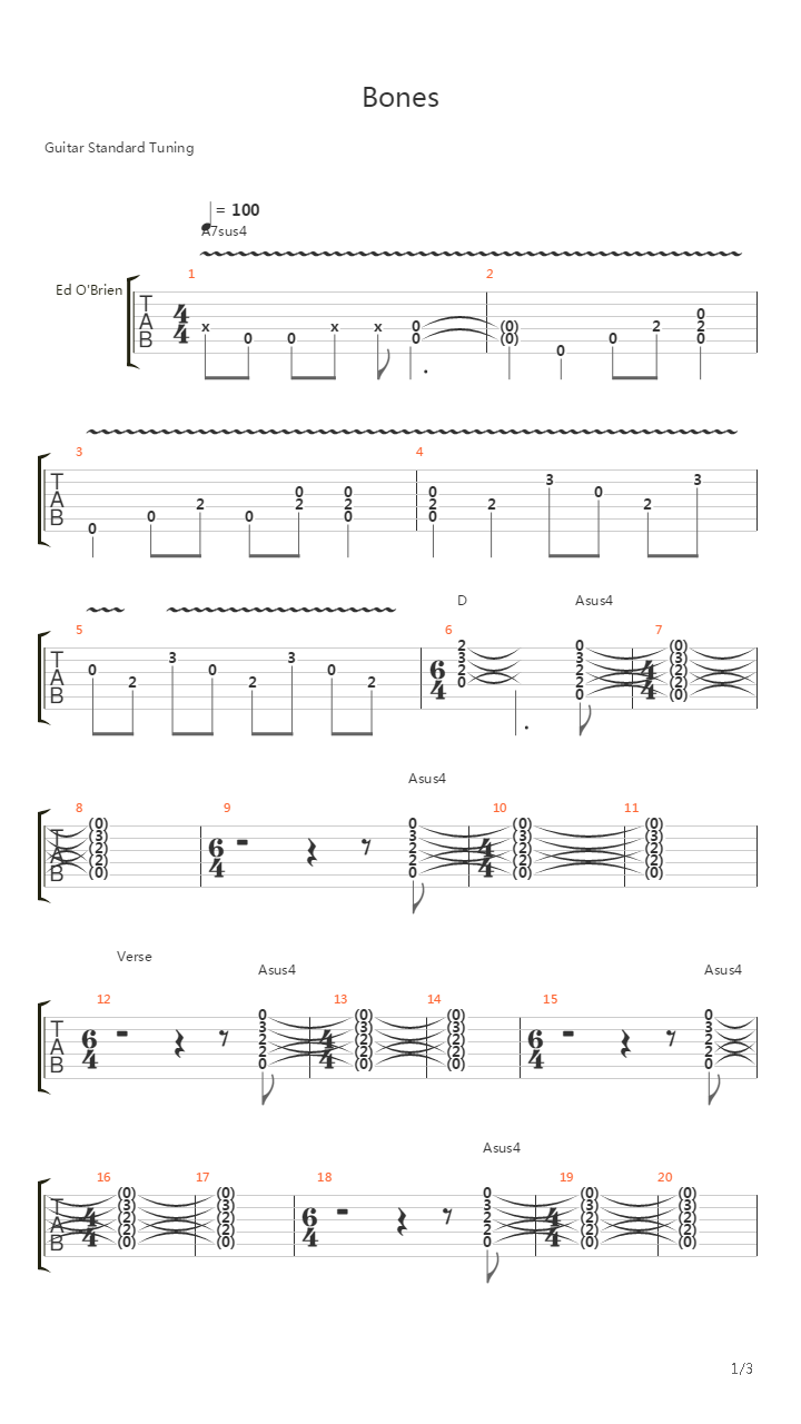 Bones吉他谱