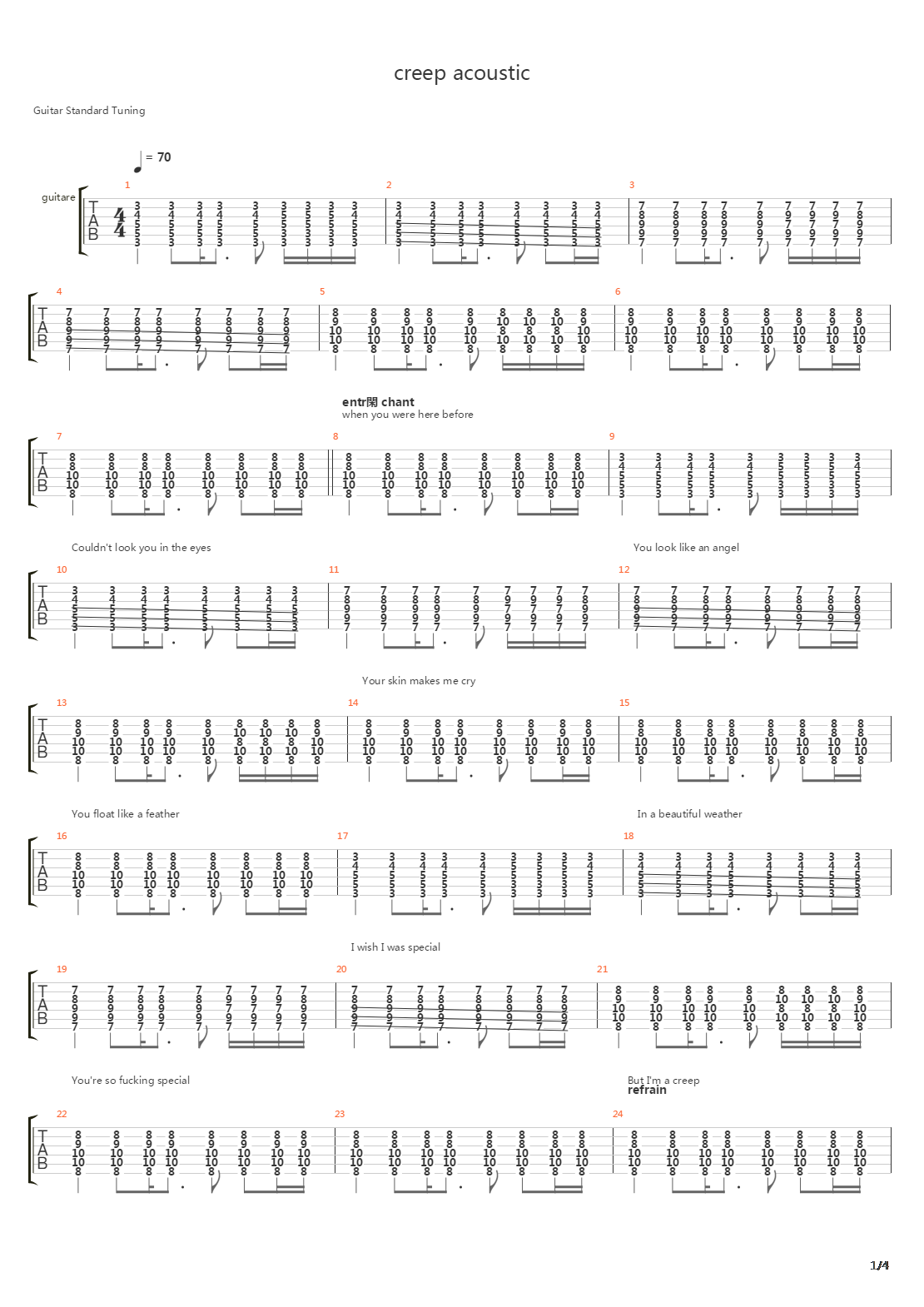 Creep吉他谱