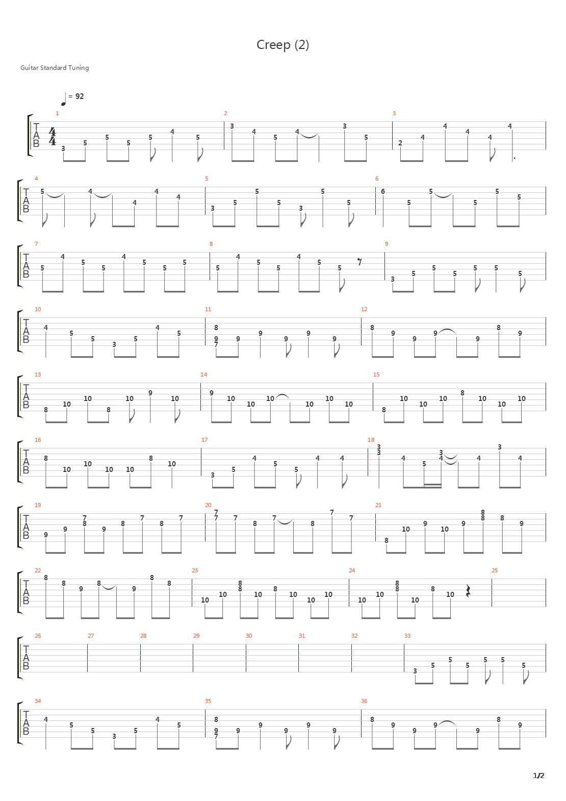 Creep吉他谱
