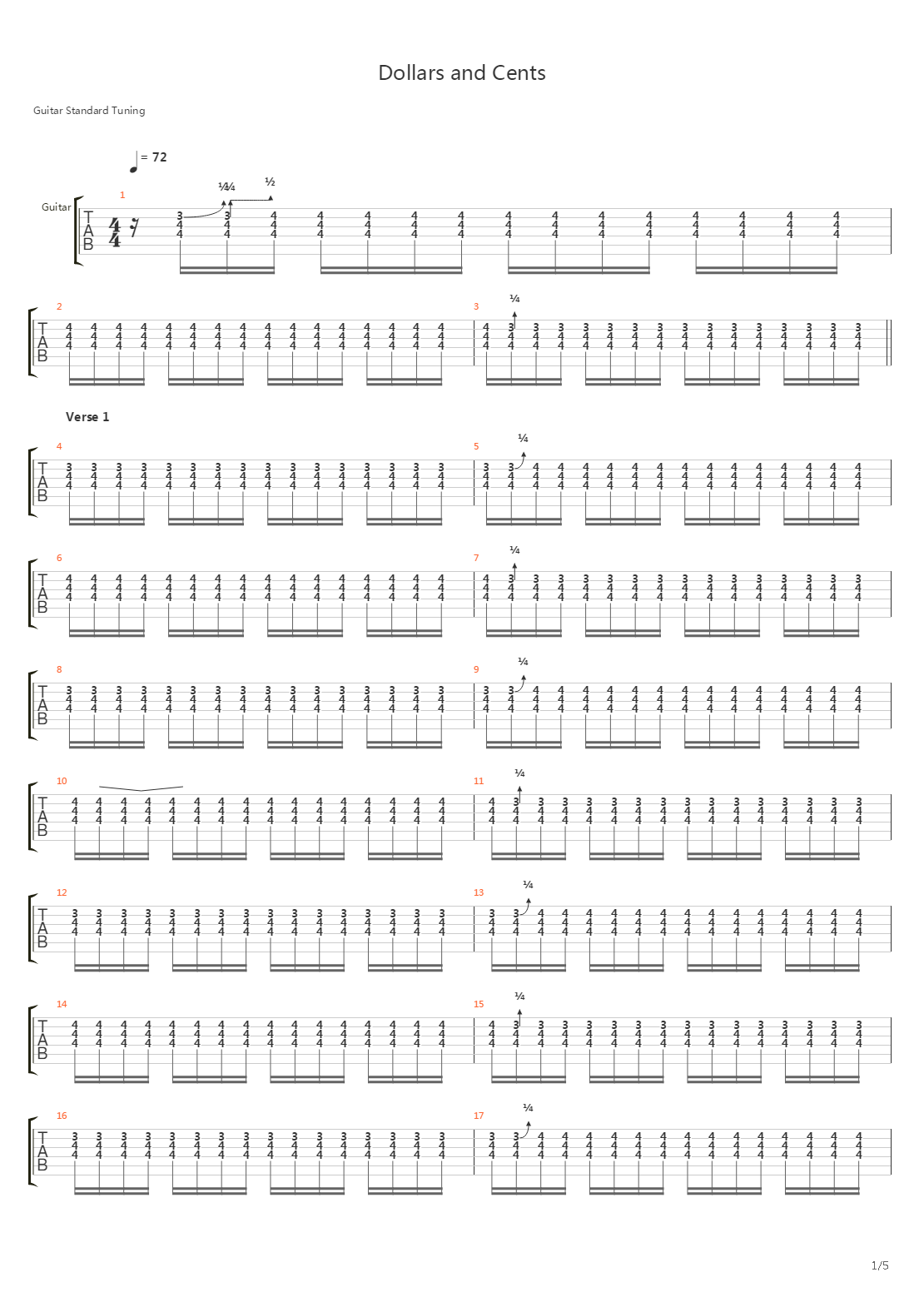 Dollars And Cents吉他谱