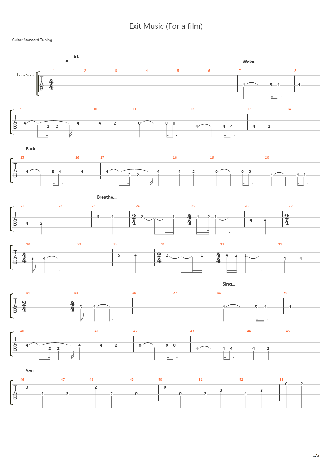 Exit Music For A Film吉他谱