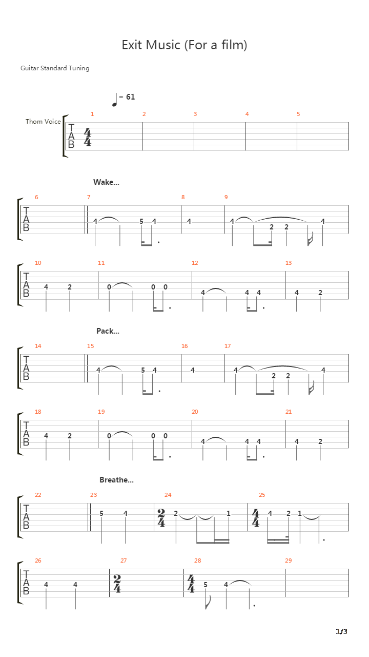 Exit Music For A Film吉他谱