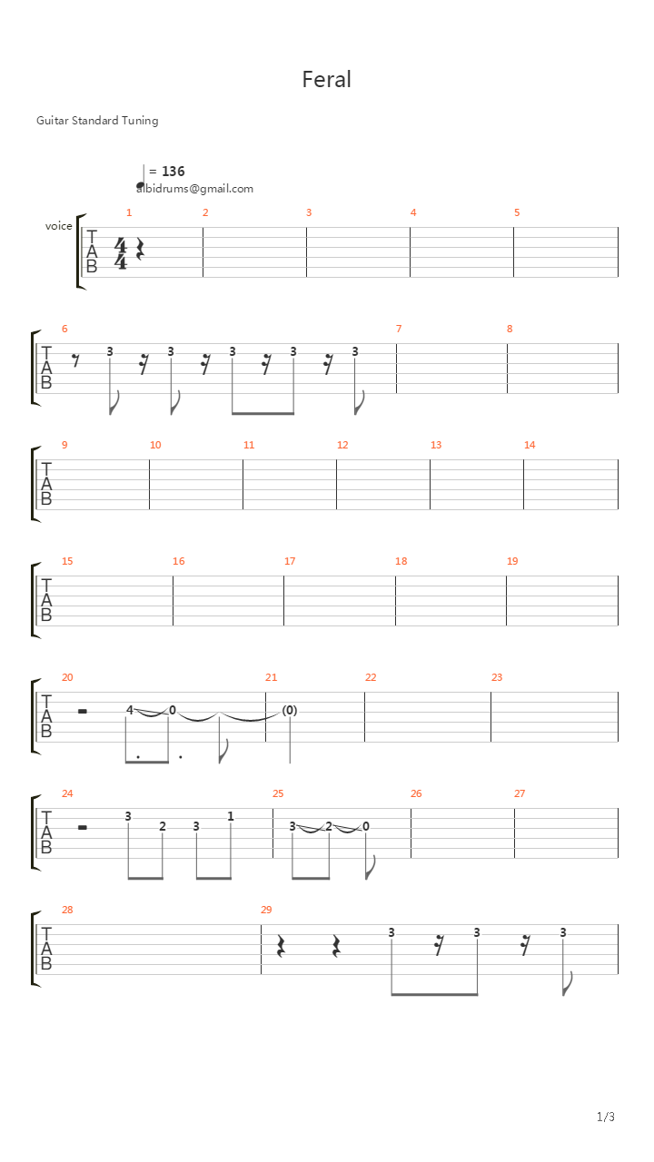 Feral吉他谱