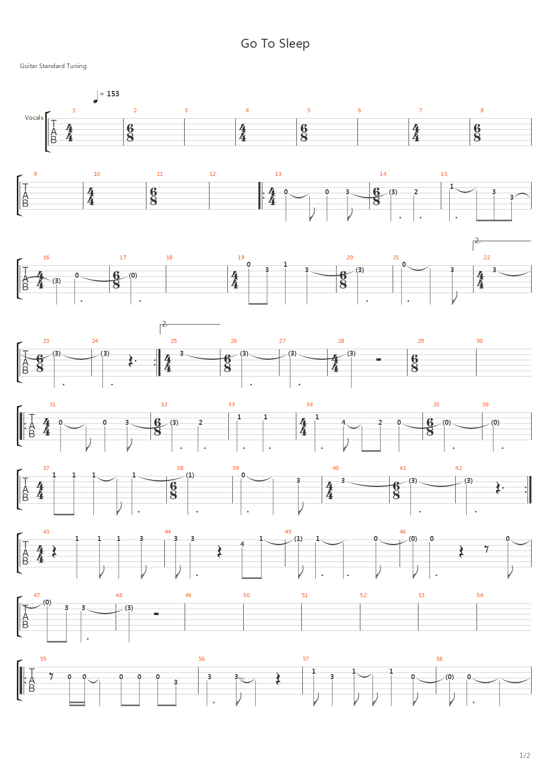 Go To Sleep吉他谱