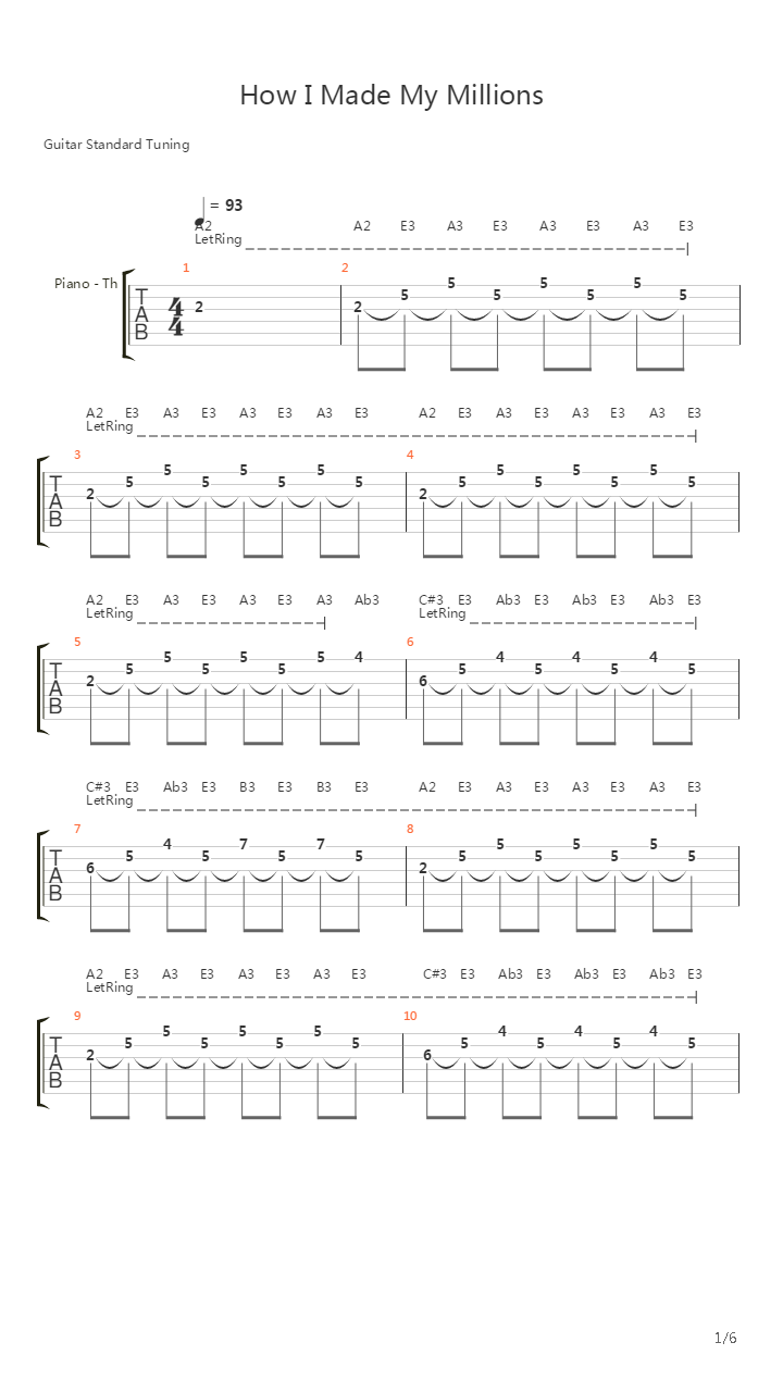 How I Made My Millions吉他谱