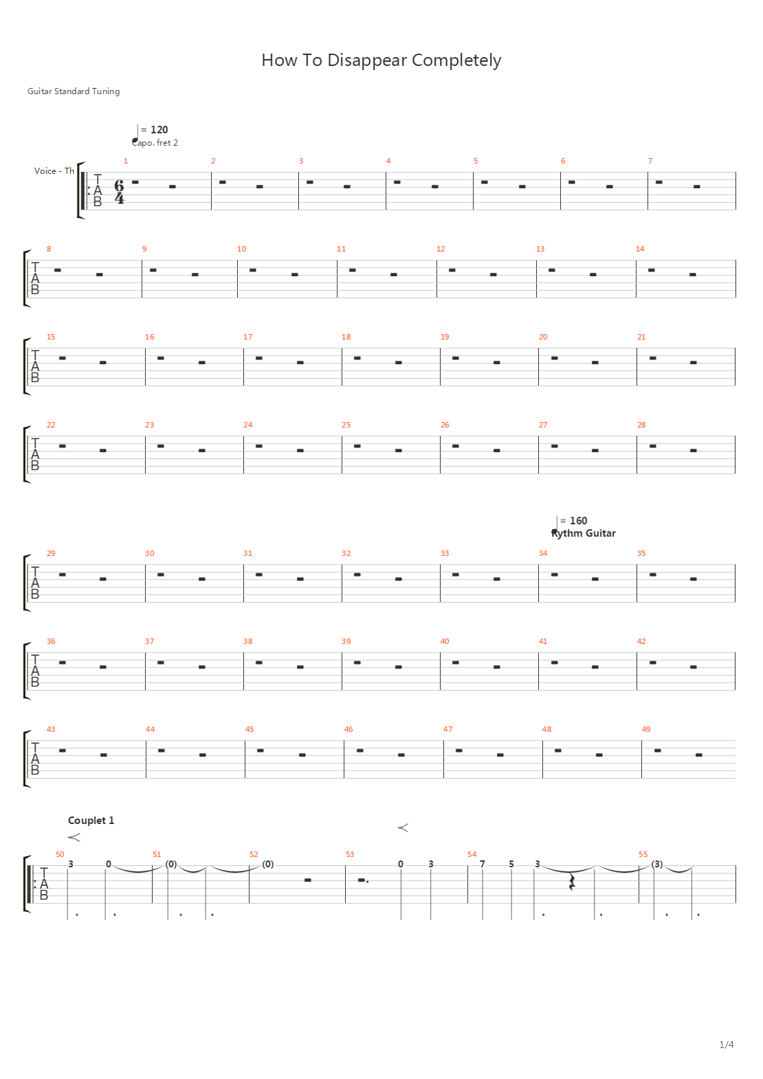 How To Disappear Completely吉他谱