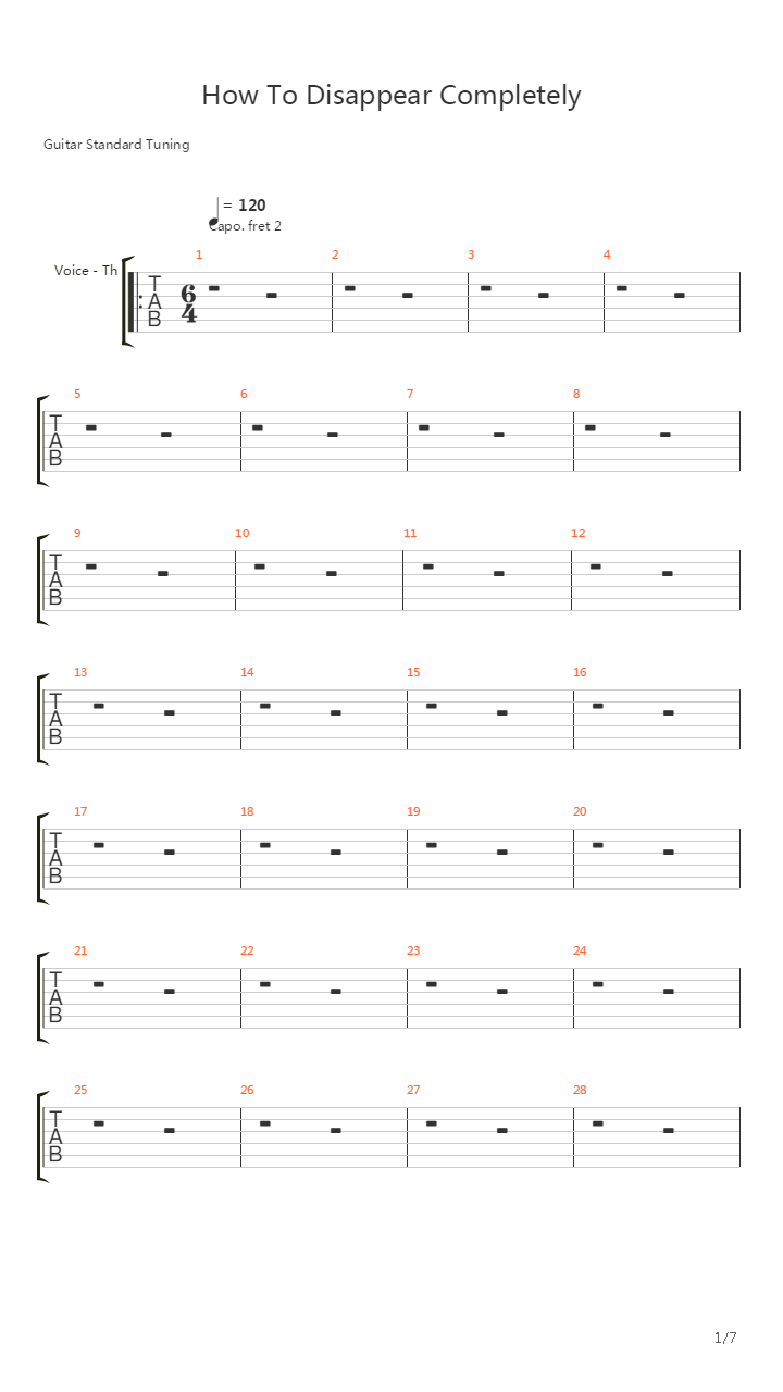 How To Disappear Completely吉他谱
