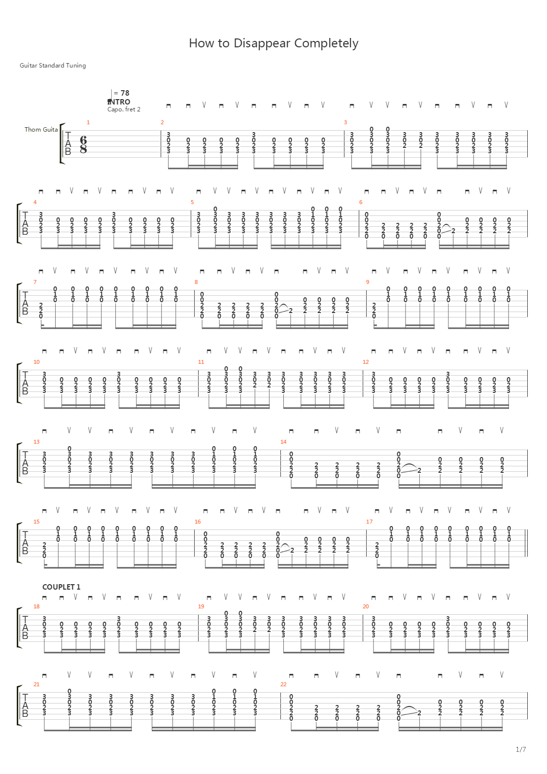 How To Disappear Completely吉他谱
