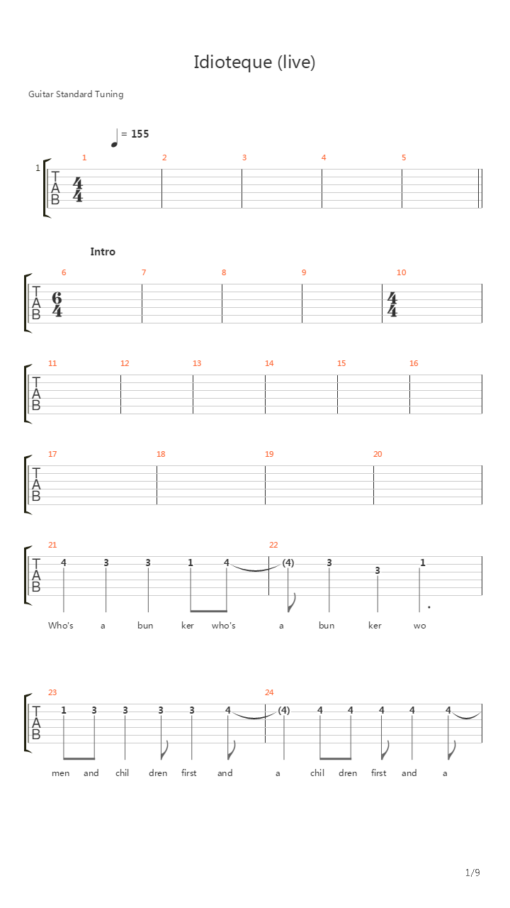 Idiotequelive吉他谱