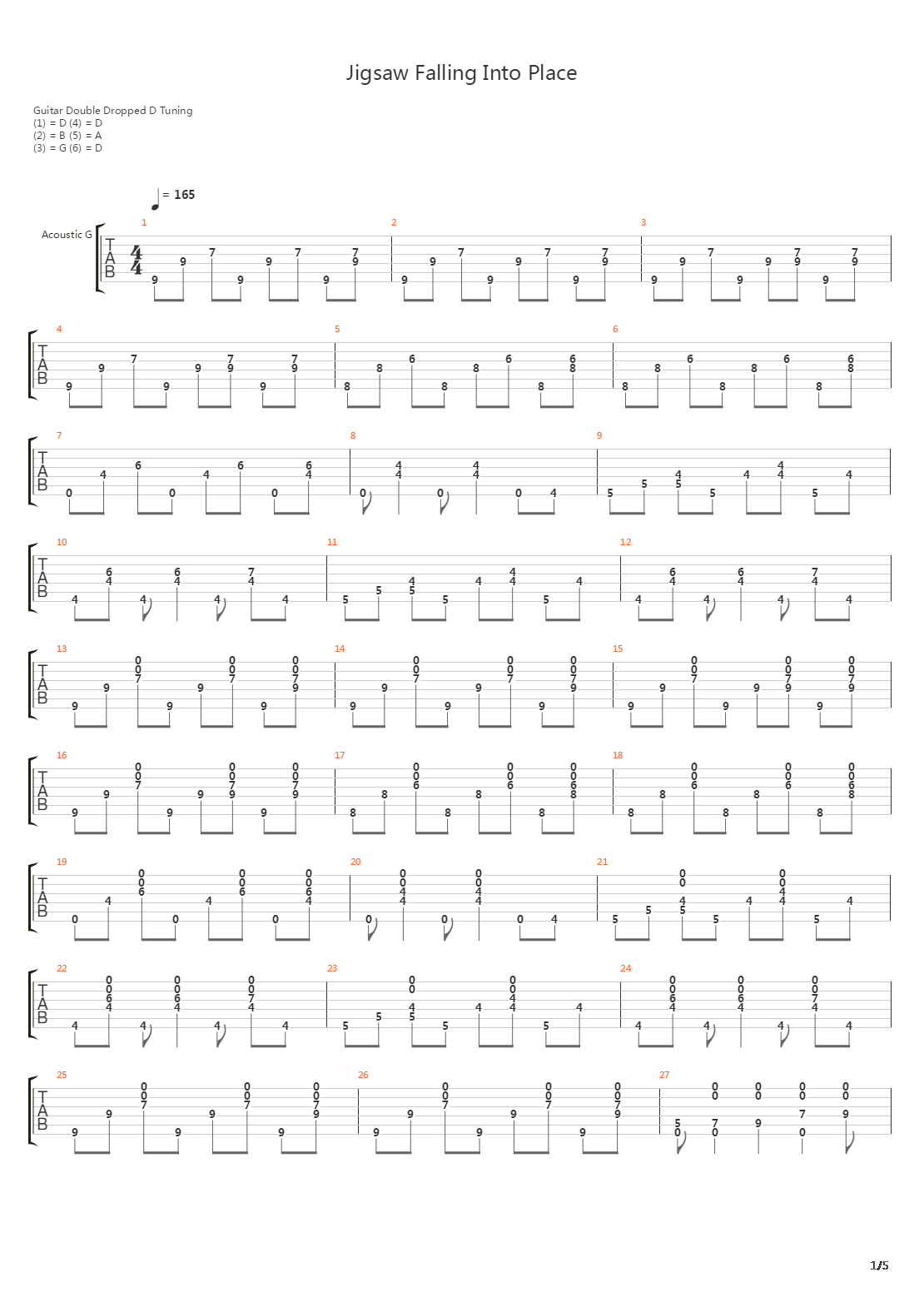 Jigsaw Falling Into Place吉他谱