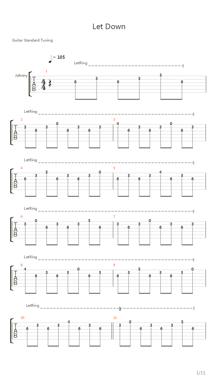 Let Down吉他谱