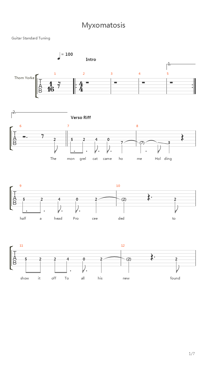 Myxomatosis吉他谱