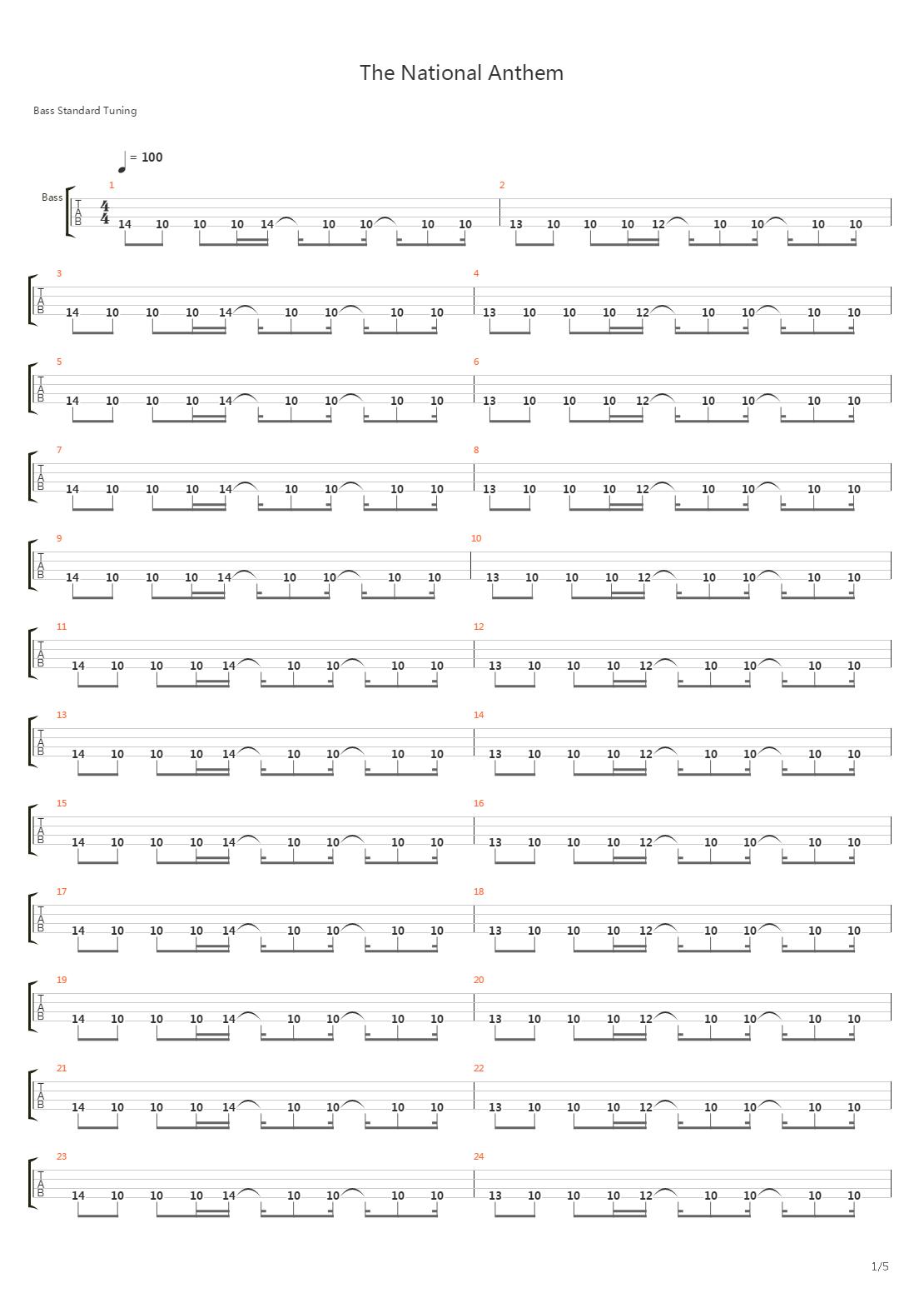 National Anthem吉他谱