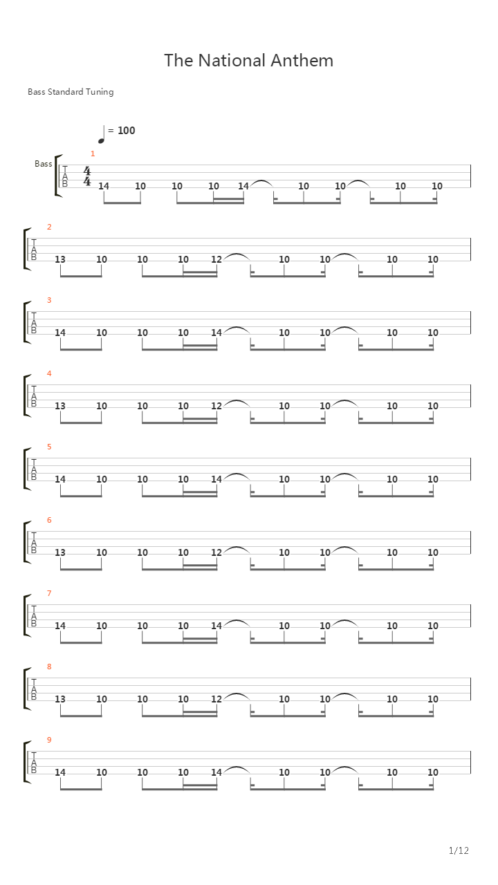 National Anthem吉他谱