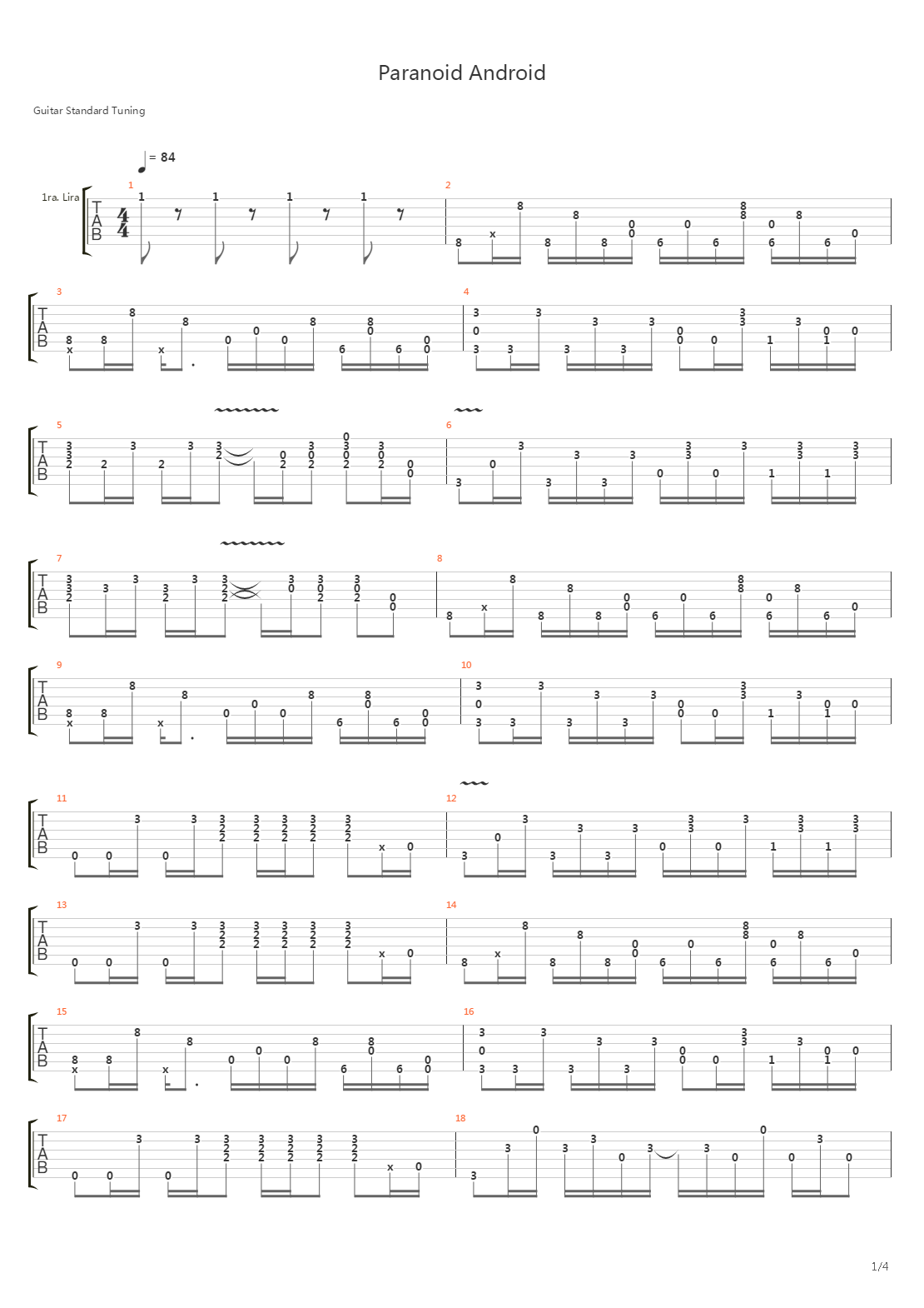 Paranoid Android吉他谱